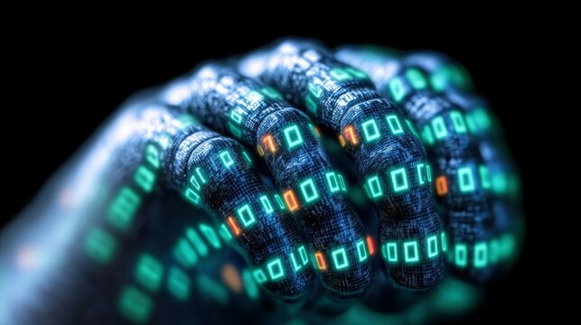 Binary Code Hand Digital Transformation and Technological Advancement