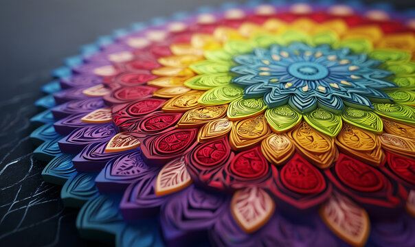 Vibrant mandala art celebrating diversity and equality creative workshop studio environment close-up perspective