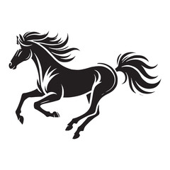 Stylish running horse silhouette for digital media projects - Running horse illustration
