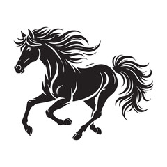 Captivating running horse silhouette for versatile media uses - Running horse illustration
