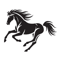 Running horse silhouette for creative artistic projects - Running horse illustration
