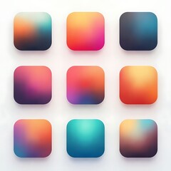 Collection of gradient app button icon with light effect