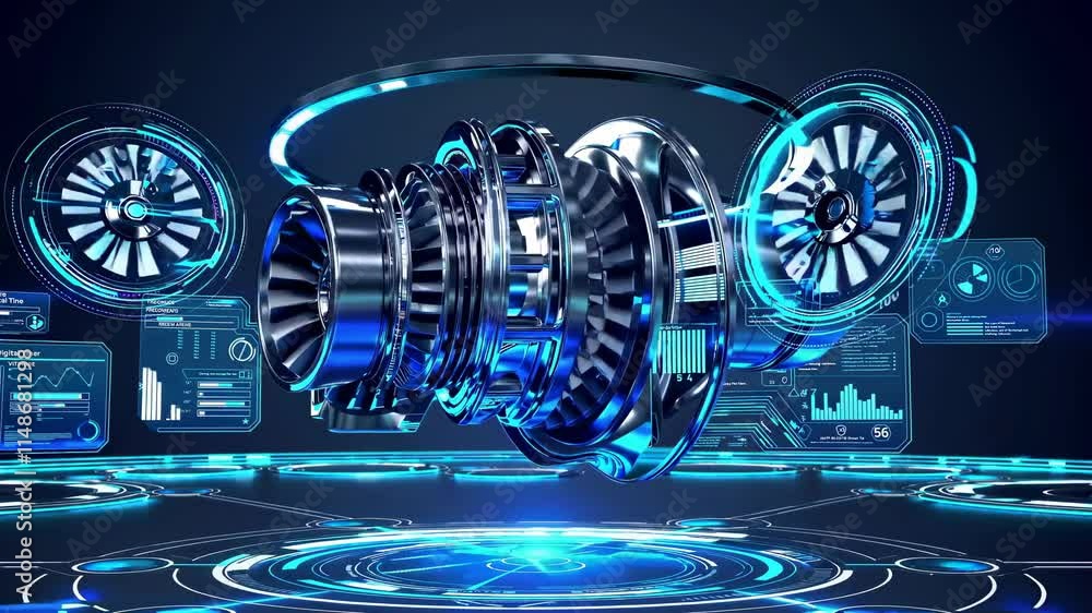 Poster exploring advanced turbine design concepts in digital engineering environments with cutting-edge tec