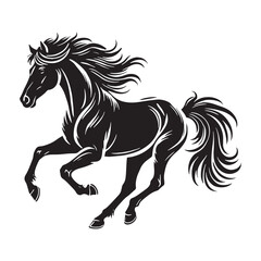 Majestic running horse silhouette for creative print designs - Running horse illustration
