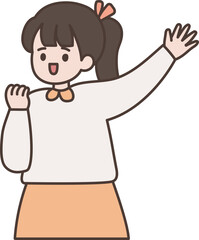 The girl with a ponytail raised her hand