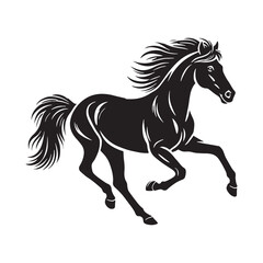 Minimalistic running horse silhouette for media applications - Running horse illustration
