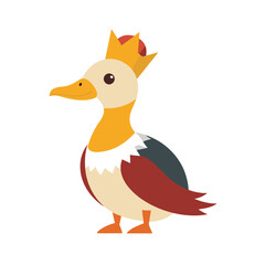 Christmas King Eider Animal Vector Illustration - Clipart and Cotton Line Art Design.eps