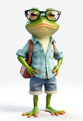 Obraz premium Frog Animal Fun 3D Cartoon Cute Adorable Character White Background