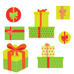 Set of red, green presents, gifts isolated, sketch