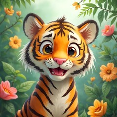 tiger with a flower