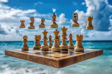 Floating Chessboard on Tropical Beach