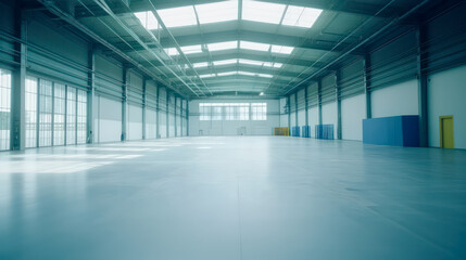 Obraz premium Interior of big empty warehouse, wide angle shot