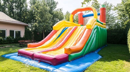 Colorful Inflatable Bounce House Water Slide for Backyard Playground