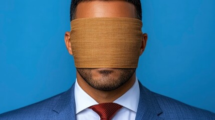Blindfolded Businessman Concealment, Secrecy, and Corporate Mystery