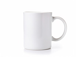 Close up of white mug mockup isolated on white background view. 11oz Blank Mug. Blank product. Coffee cup mockup. Mug ceramic blank.