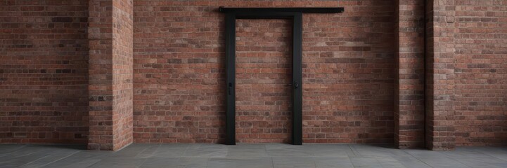 Solid brick wall built across doorway opening,  red brick,  building,  repair