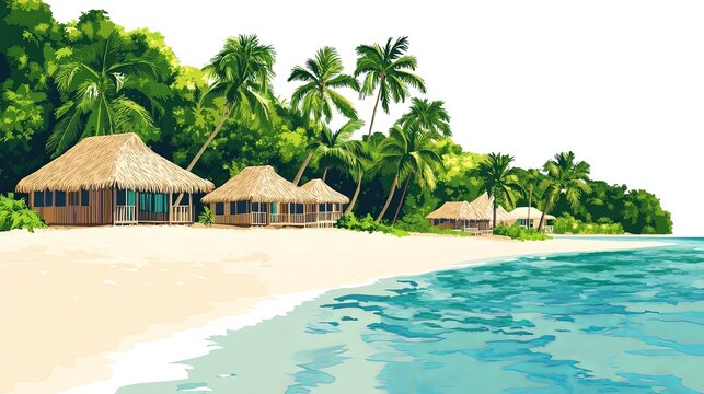 Pukapuka Cook islands Travel Poster Flat Illustration Print Decor Gift Canvas Wall Art Gift