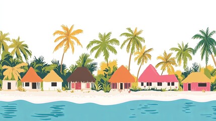 Obraz premium Tarawa east Kiribati Travel Poster Flat Illustration Print Decor Gift Canvas Wall Art Gift