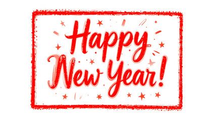 Happy New Year Graphic with Red Brushstrokes