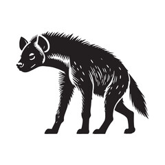 Minimalistic hyena silhouette for digital and print uses - Hyena illustration - minimallest hyena vector
