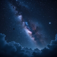 Fototapeta premium Majestic Milky Way over Dark Clouds at Night