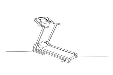 Treadmill running continuous one line drawing. Fitness, cardio, and muscle building machines single line art illustration. Editable vector.