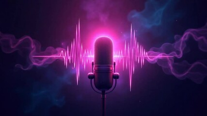 Retro Vintage Microphone Video Animation Neon Radio and Audio Elements for a Musical Sound Experience