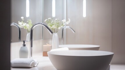 Modern minimalist guest bathroom with clean, sleek design. Featuring neutral tones and stylish fixtures