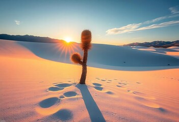 Yucca plants that are still alive in the White Sands National Monument near Almagro, New Mexico, USA