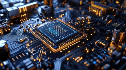 Detailed View of Semiconductor Manufacturing on Factory Floor