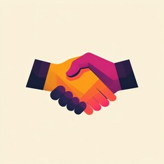 Colorful Handshake Icon Symbolizing Agreement  
