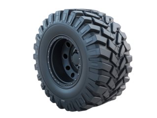 a heavy industrial tire isolated on a transparent background