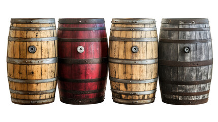  a wooden barrels isolated on a transparent background
