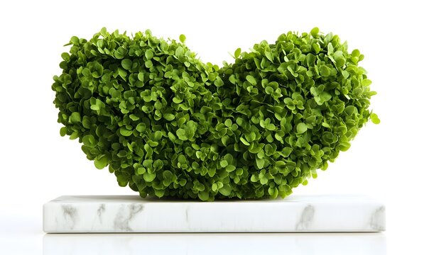 Heart shaped topiary on marble.