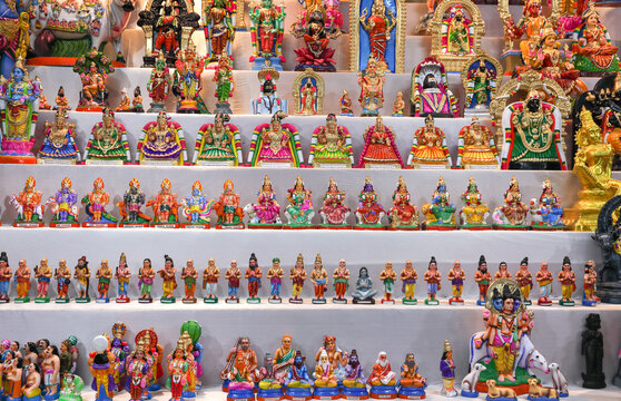 Hindu gods dolls in Dasara dolls golu festival	
