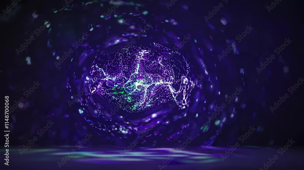 Poster exploring a captivating green spiral pattern in an abstract digital display