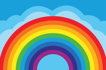 Obraz premium A vibrant vector illustration of a colorful rainbow background, ideal for bright and cheerful designs.