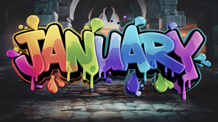 january graffiti text on the wall