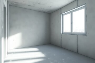 Obraz premium 3D rendering of a house featuring basement drywall with a window