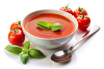 Simplicity Served. Tomato Basil Soup on White