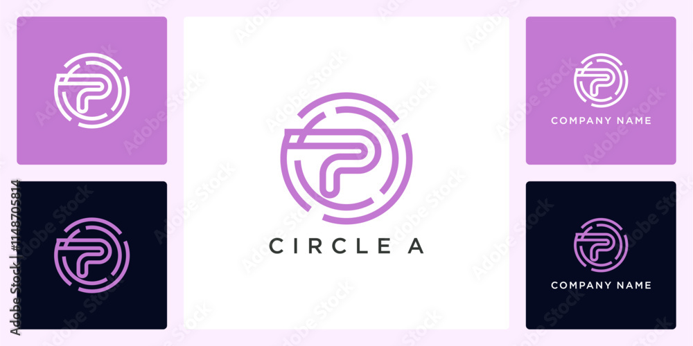 Fototapete rotation tech with letters p logo design and icon