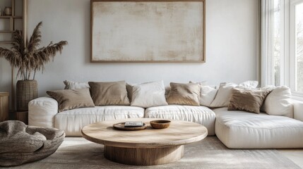 Modern Living Room with Neutral Colors and Natural Textures