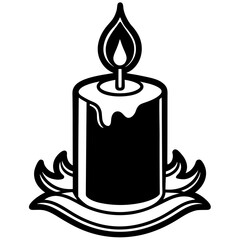 Candlelight vector silhouette black design white background