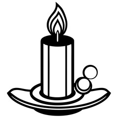Candlelight vector silhouette black design white background