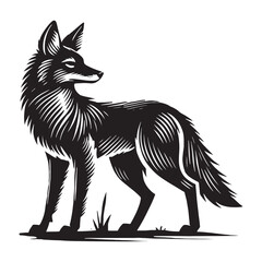 Detailed jackal silhouette for artistic projects - Jackal black vector
