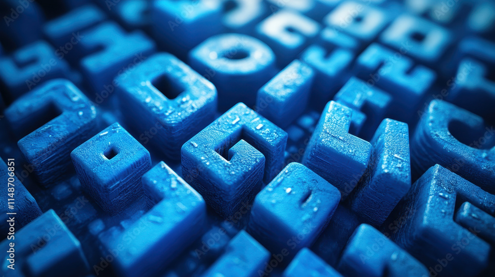 Poster abstract blue 3d letters texture background for modern design concepts