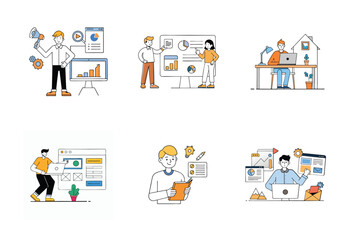 Set of digital marketing various vector illustration