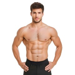 Fototapeta premium Strong Male Fitness Model Posing in Natural Light for Health Focus