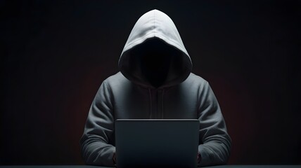 hacker in front of his computer committing digital cybercrime