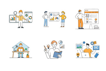 Set of digital marketing various vector illustration